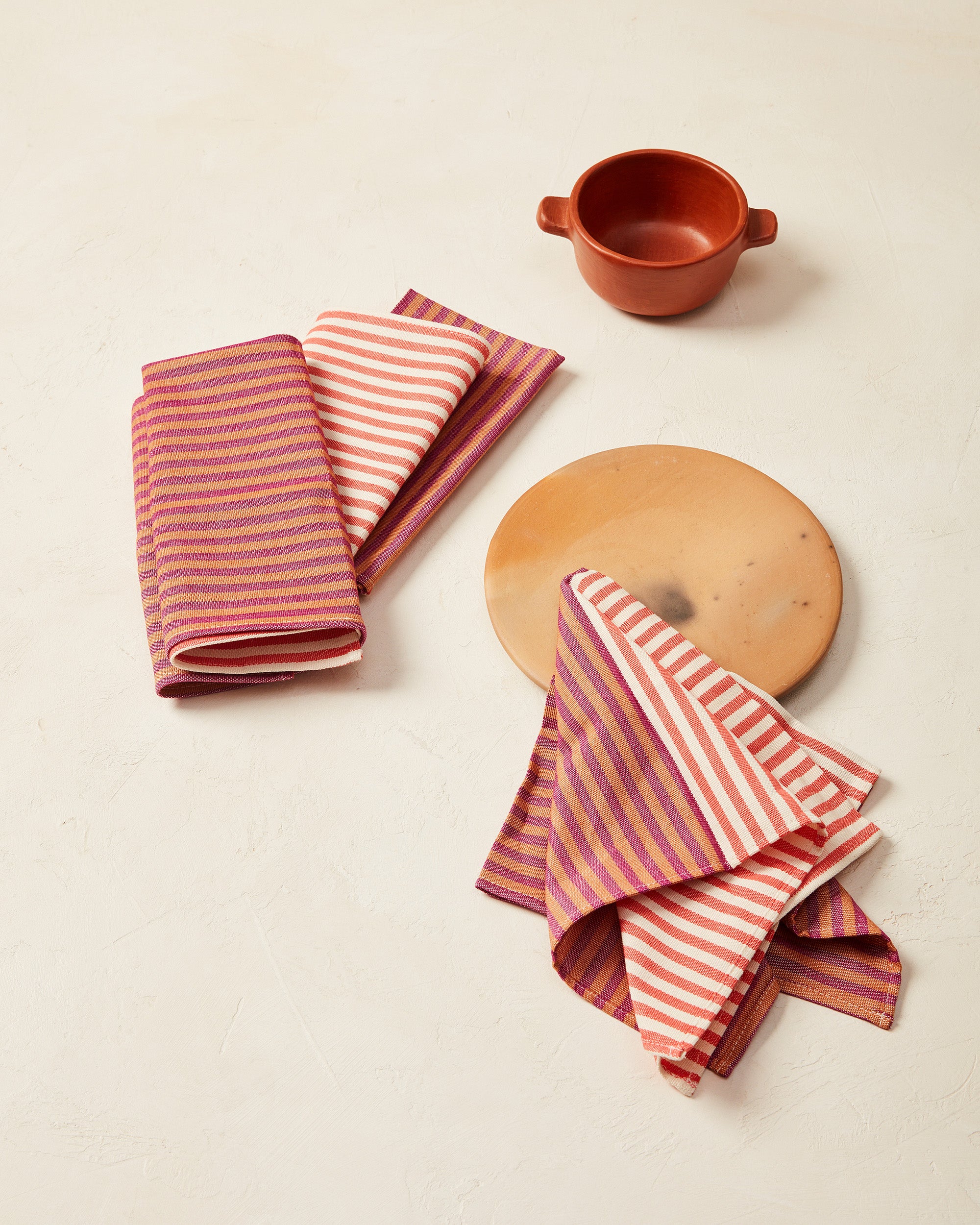 Linen Napkins Set of 6 / Washed Handmade Linen Napkins in Stripes 