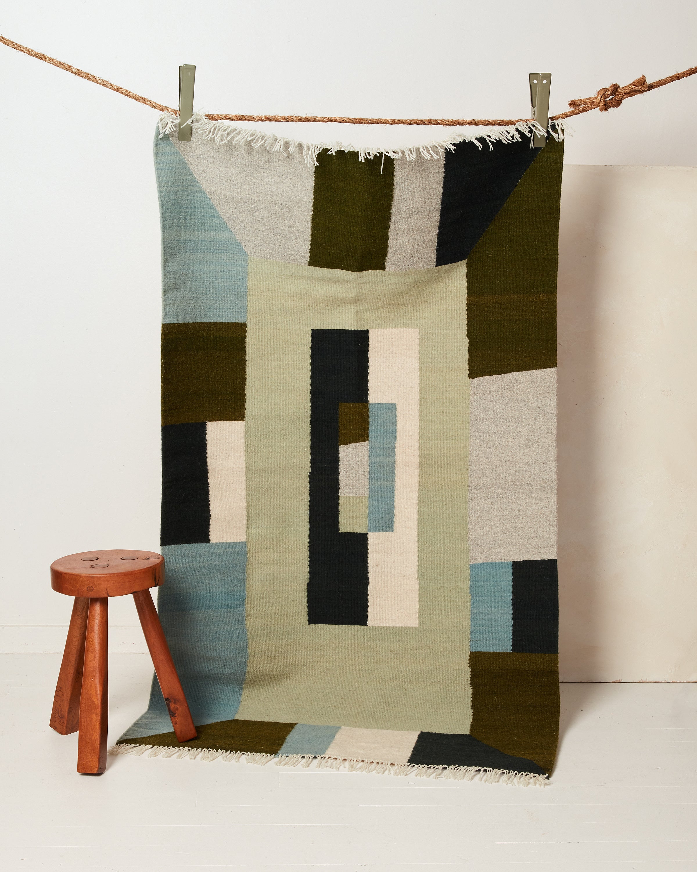 Element Handwoven Area Rug in Rain - Ethical Home Decor