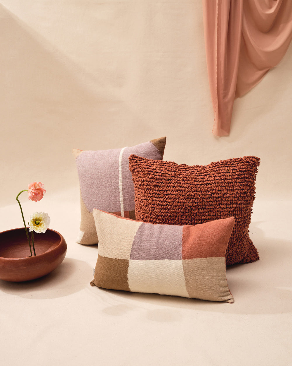 Patchwork Lumbar Pillow - Terracotta