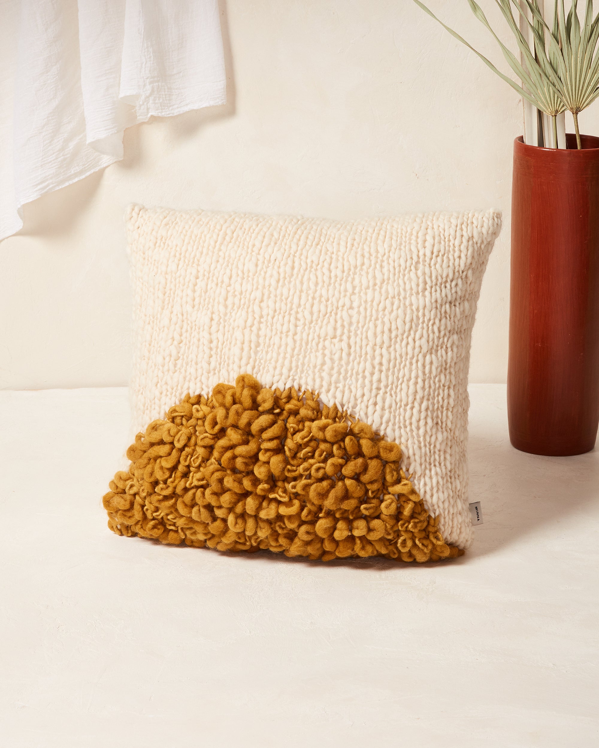 Moon Shag Pillow - Gold