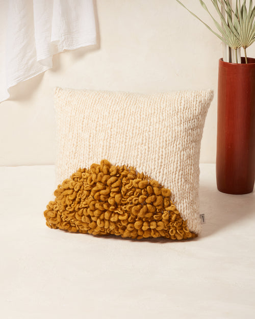 Moon Shag Pillow - Gold