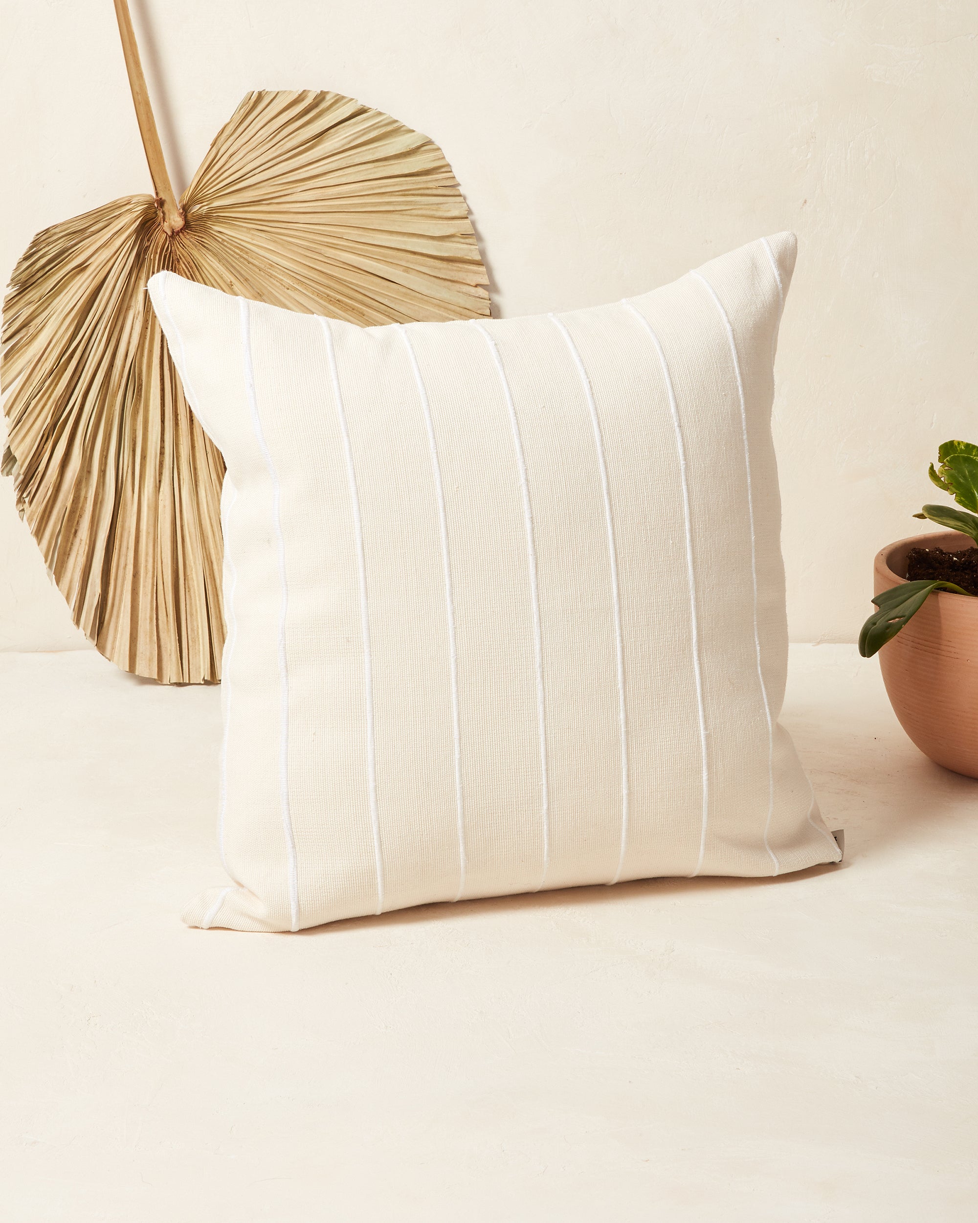 Recycled Stripe Pillow - Cream